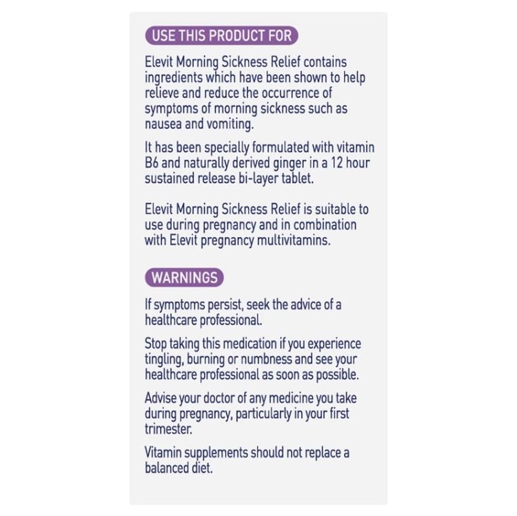 Elevit Morning Sickness Relief - 30 Tablets - Elevit - 3 - Health - ThePharmacy