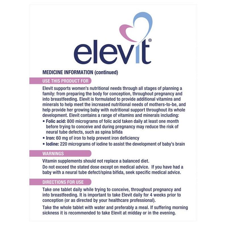 Elevit Pre - Conception & Pregnancy - 100 Tablets - Elevit - 2 - Vitamins - ThePharmacy