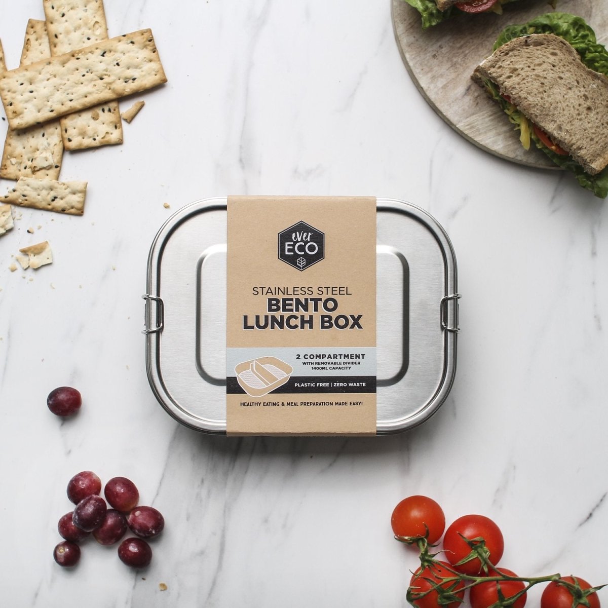 Ever ECO Stainless Steel Bento Lunch Box - 2 Compartments with Removable Divider - Ever ECO - 2 - Brands - ThePharmacy