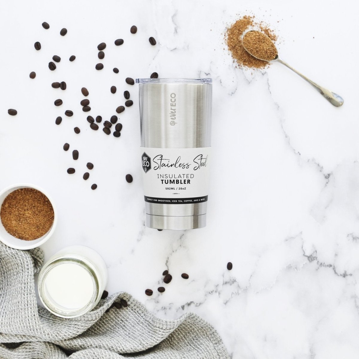 Ever ECO Stainless Steel Insulated Tumbler 592mL - Brushed Stainless - Ever ECO - 2 - Baby & Kids - ThePharmacy