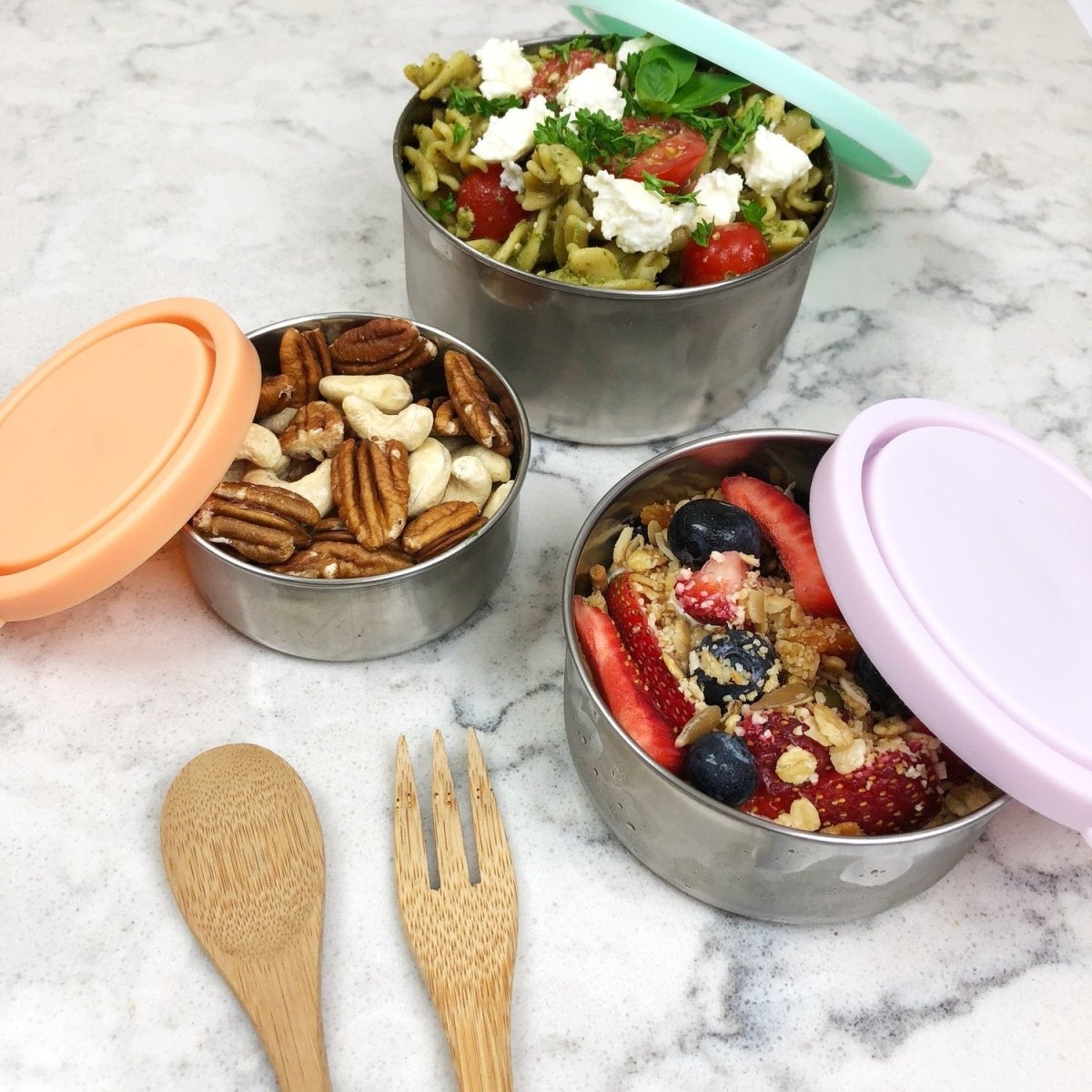 Ever ECO Stainless Steel Round Containers - Spring Pastels Set of 3 - ThePharmacy