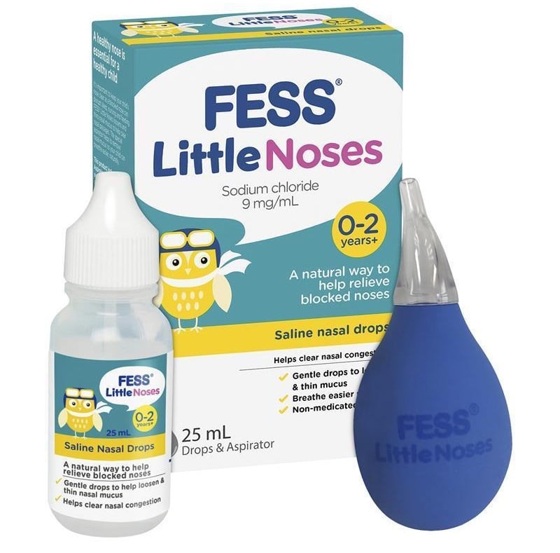 Fess Little Noses Saline Nasal Drops 25 ml + Aspirator - Fess - 1 - Baby & Kids - ThePharmacy