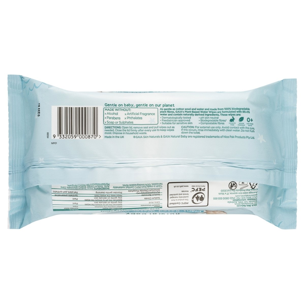 GAIA Natural Baby Plant - Based Water Wipes 80 Pack - GAIA - 2 - Baby & Kids - ThePharmacy