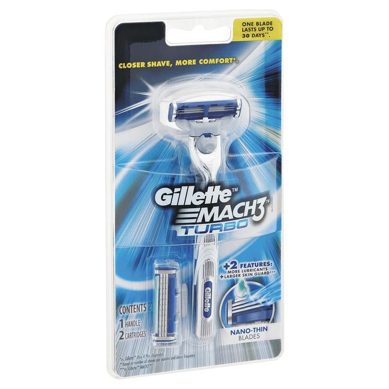 Gillette Mach 3 Razor Turbo + 2 Cartridges - Gillette - 1 - Beauty & Essentials - ThePharmacy