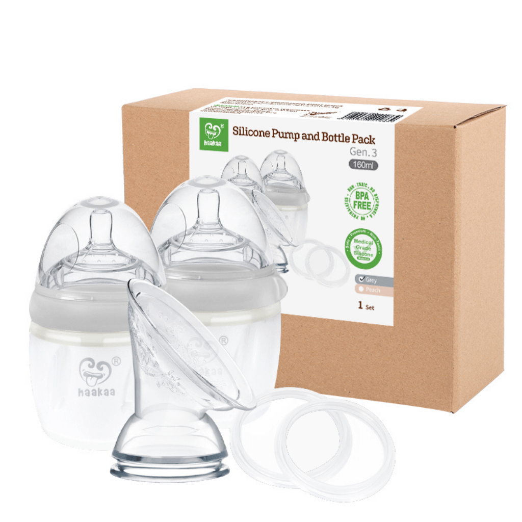 Haakaa Silicone Pump and Bottle Pack - Grey - Haakaa - 1 - Baby & Kids - ThePharmacy