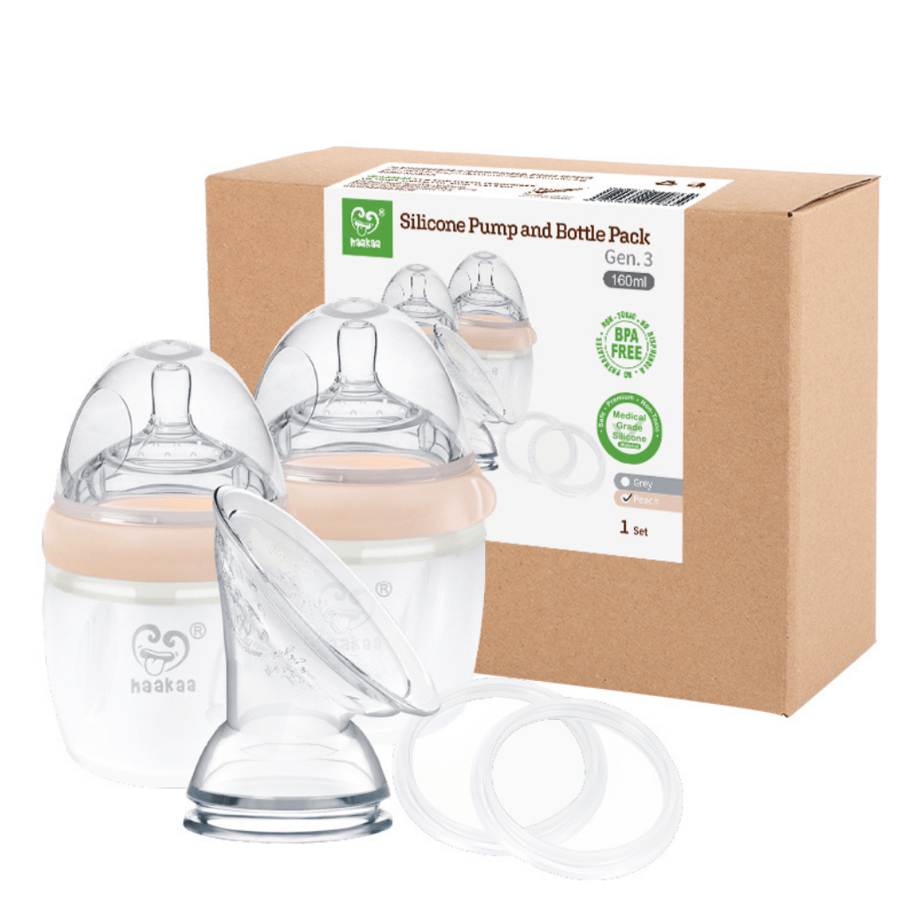 Haakaa Silicone Pump and Bottle Pack - Peach - Haakaa - 1 - Baby & Kids - ThePharmacy