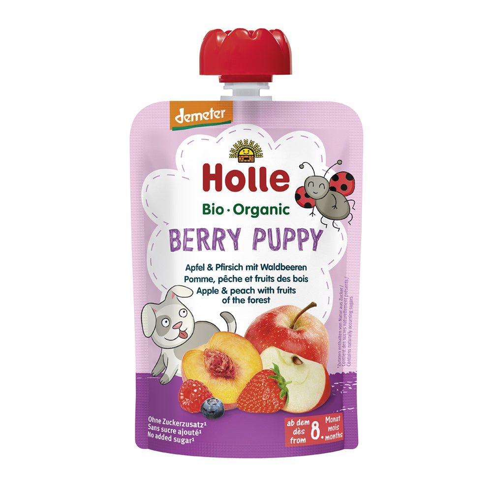 Holle Berry Puppy Pouches - Apple & Peach with Fruits of the Forest (100g x 12) - Holle - 1 - Baby & Kids - ThePharmacy