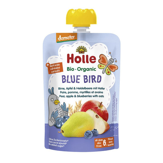 Holle Blue Bird Pouches - Pear Apple & Blueberries with Oats (100g x 12) - Holle - 1 - Baby & Kids - ThePharmacy