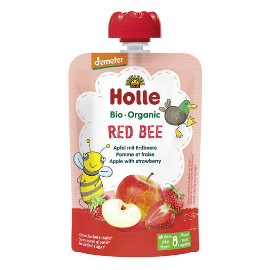 Holle Red Bee Pouches - Apple with Strawberries (100g x 12) - Holle - 1 - Baby & Kids - ThePharmacy