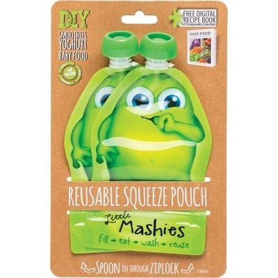 Little Mashies Reusable Food Pouches - Green - 2 Pack - Little Mashies - 1 - Baby & Kids - ThePharmacy