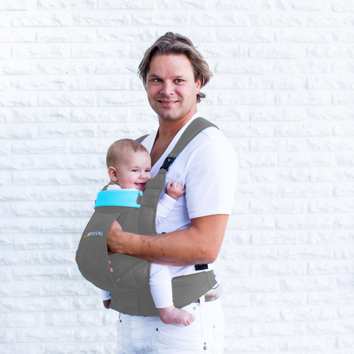Minimonkey Dynamic Carrier - Light Grey with Turquoise - Minimonkey - 1 - Baby & Kids - ThePharmacy