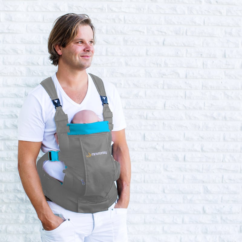 Minimonkey Dynamic Carrier - Light Grey with Turquoise - Minimonkey - 3 - Baby & Kids - ThePharmacy