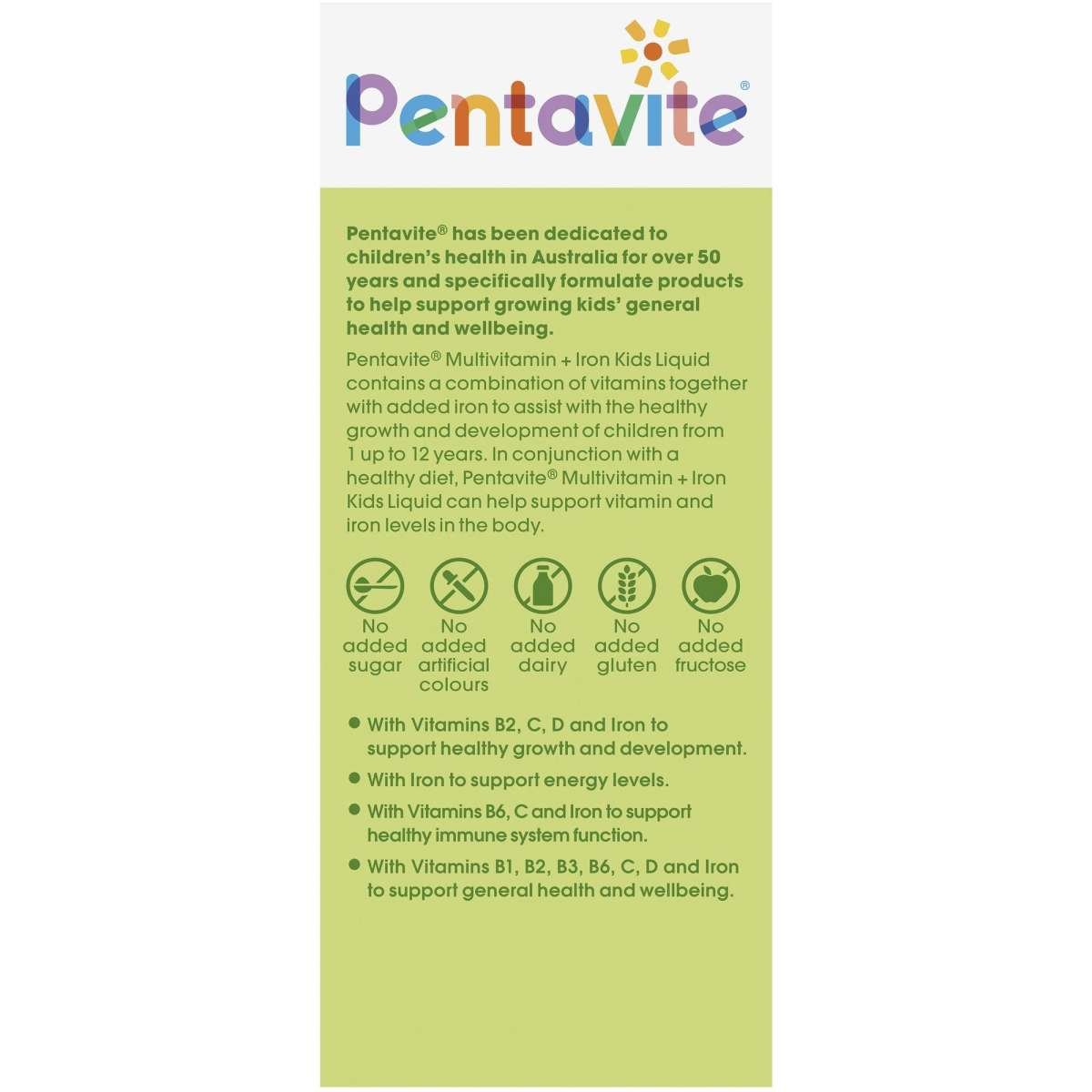 Pentavite Multivitamin + Iron Kid Liquid 200mL - Pentaite - 3 - Vitamins - ThePharmacy