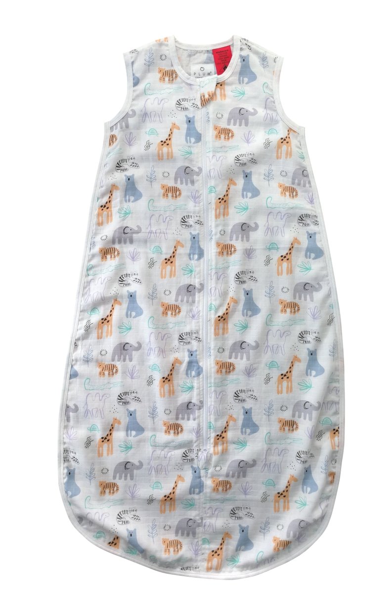 Plum Bamboo Muslin Sleep bag - 0.5 TOG - Watercolour Animals - 12 - 24M - Plum - 1 - Baby & Kids - ThePharmacy