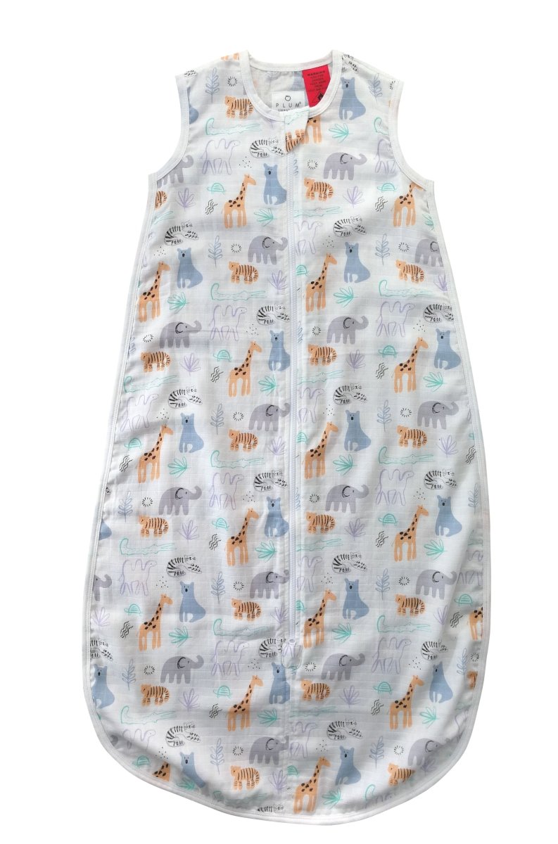 Plum Bamboo Muslin Sleep bag - 0.5 TOG - Watercolour Animals - 3 - 12M - Plum - 1 - Baby & Kids - ThePharmacy