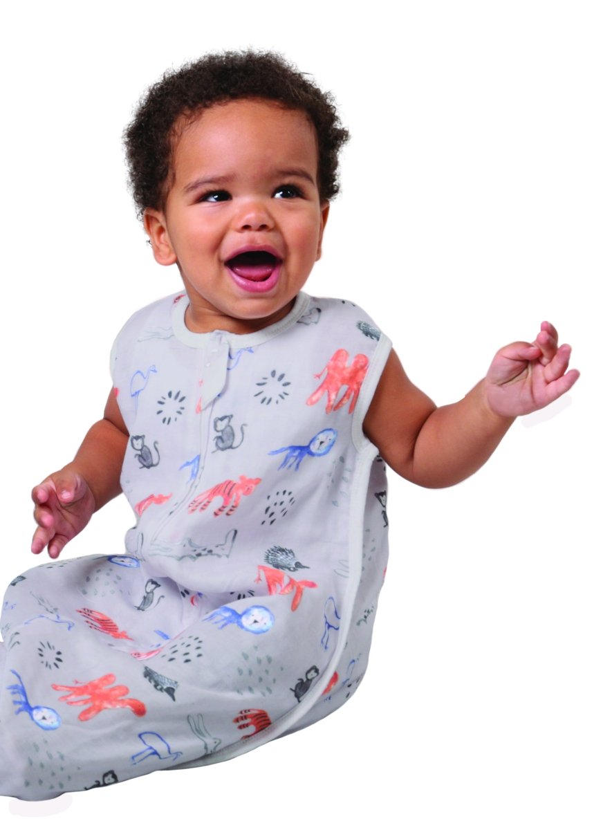 Plum Bamboo Muslin Sleep bag - 0.5 TOG - Watercolour Jungle - 3 - 12M - Plum - 2 - Baby & Kids - ThePharmacy