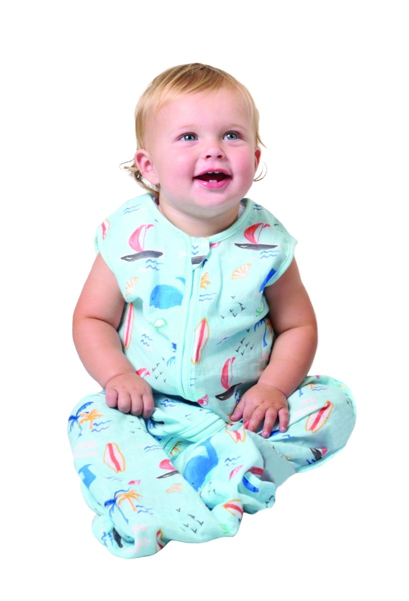 Plum Bamboo Muslin Sleep bag - 0.5 TOG - Watercolour Tropical - 3 - 12M - Plum - 2 - Baby & Kids - ThePharmacy