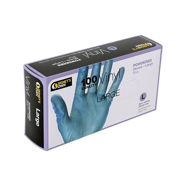 Signet's Own Vinyl Gloves Powdered - Blue, Large (100 gloves per box) - Signet - 1 - Health - ThePharmacy