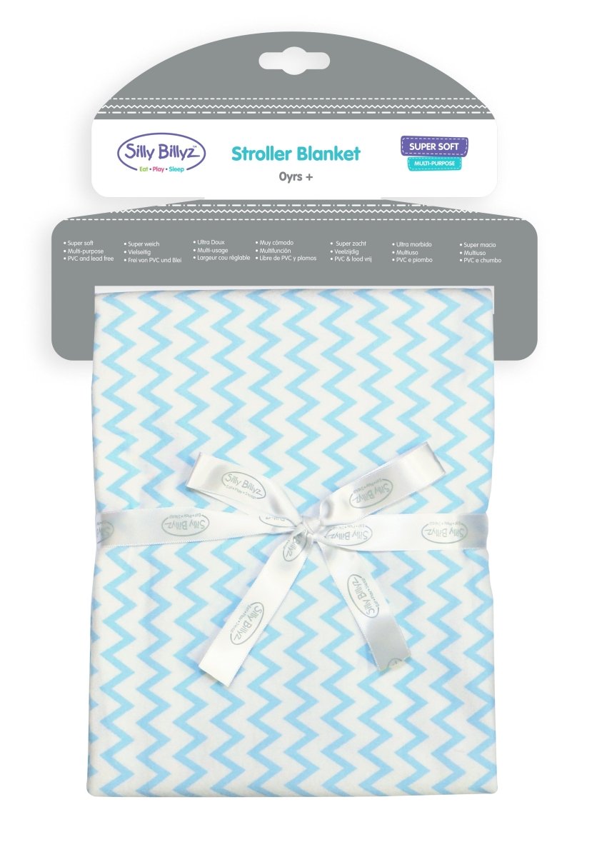 Silly Billyz Cotton Jersey Stroller Blanket Blue Chevron - Silly Billyz - 1 - Baby & Kids - ThePharmacy