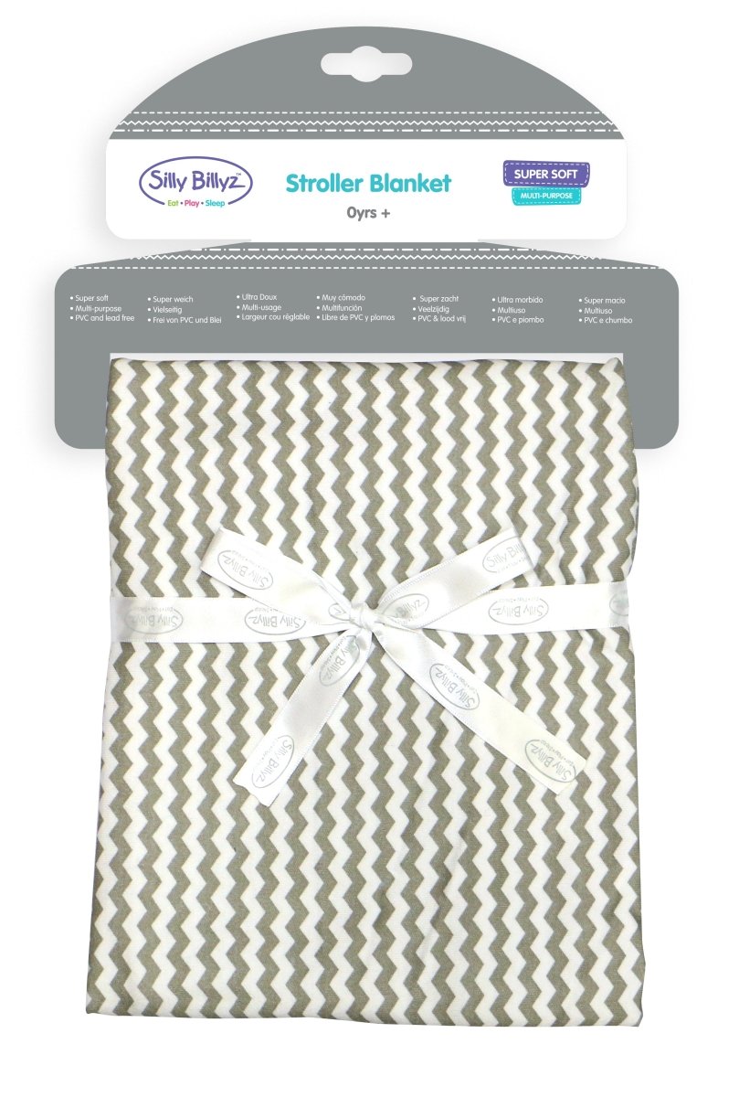 Silly Billyz Cotton Jersey Stroller Blanket - Grey Chevron - Silly Billyz - 1 - Baby & Kids - ThePharmacy