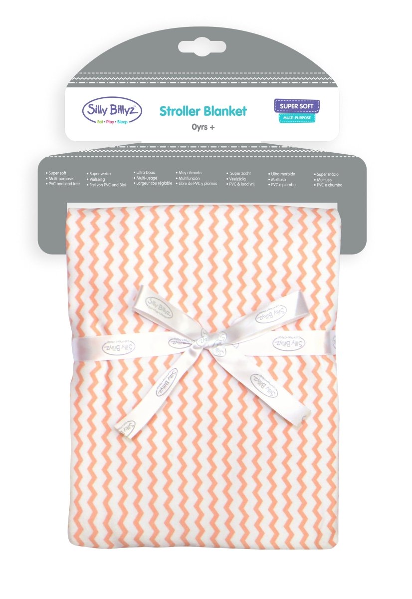 Silly Billyz Cotton Jersey Stroller Blanket - Peach Chevron - Silly Billyz - 1 - Baby & Kids - ThePharmacy