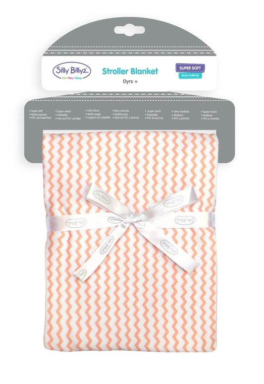 Silly Billyz Cotton Jersey Stroller Blanket - Peach Chevron - Silly Billyz - 1 - Baby & Kids - ThePharmacy