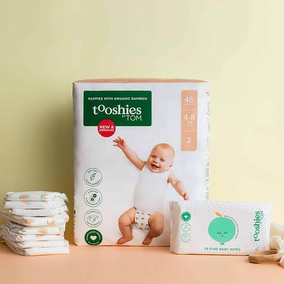 Tooshies by TOM Bamboo Nappies 4 - 8kg - Infant Size 2 BULK (48pk x 2) - Tooshies by TOM - 3 - Baby & Kids - ThePharmacy