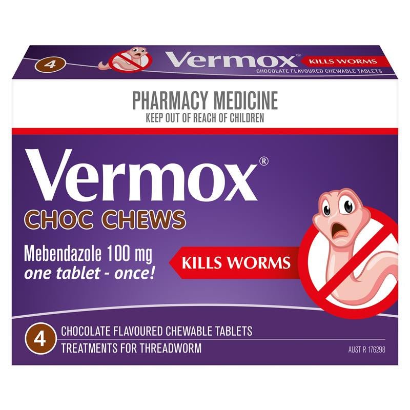 Vermox Choc Chews 4's - Vermox - 4 - Health - ThePharmacy