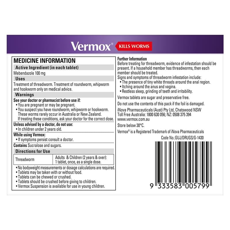 Vermox Choc Chews 6's - Vermox - 2 - Health - ThePharmacy