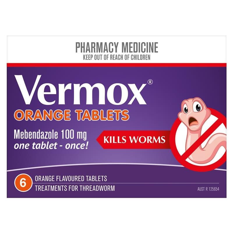 Vermox Worm Treatment 100 mg 6 Tablets - Vermox - 1 - Health - ThePharmacy