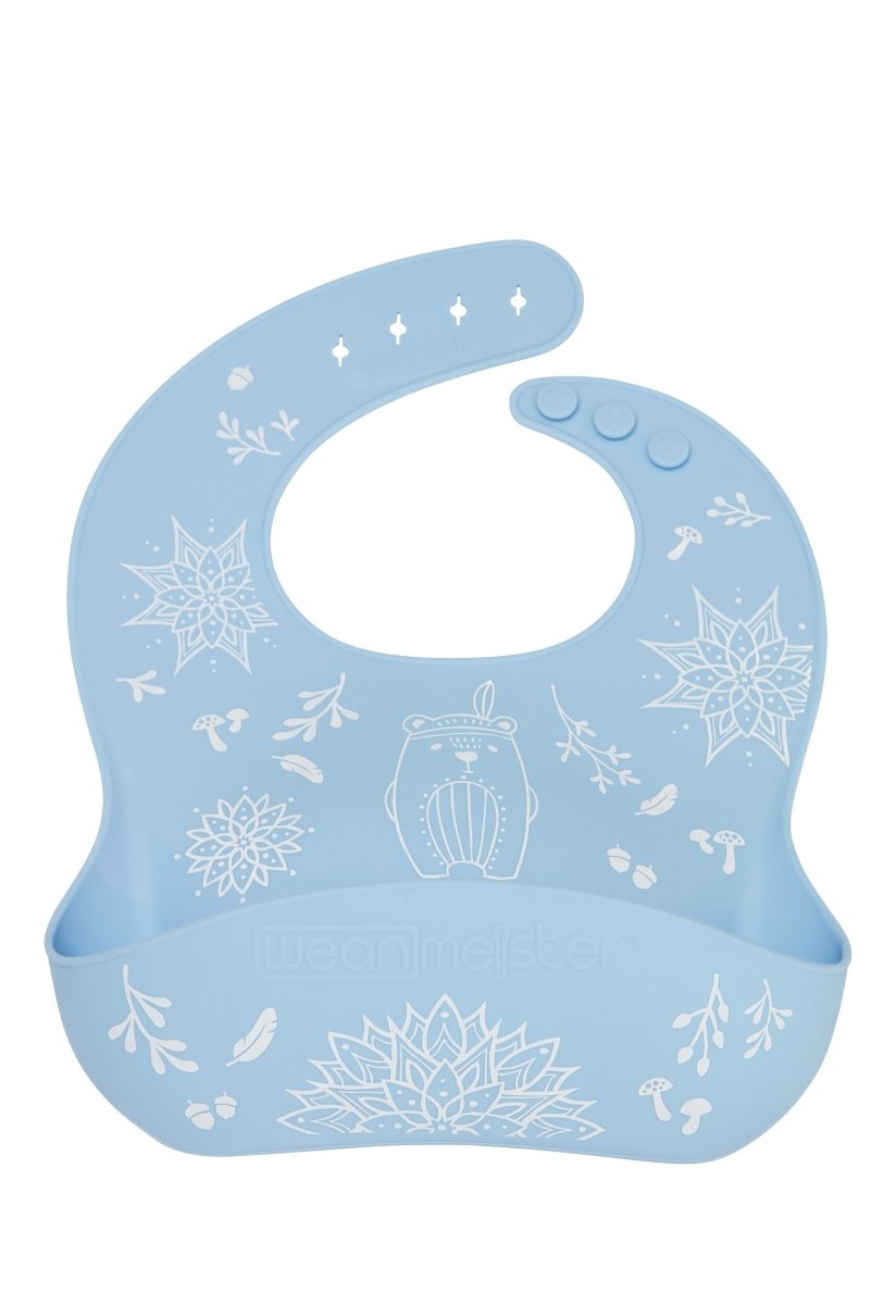 WeanMeister EasyRinse Baby Feeding Bibs - Grey / Blue - Beatnik Bear - Wean Meister - 2 - Baby & Kids - ThePharmacy