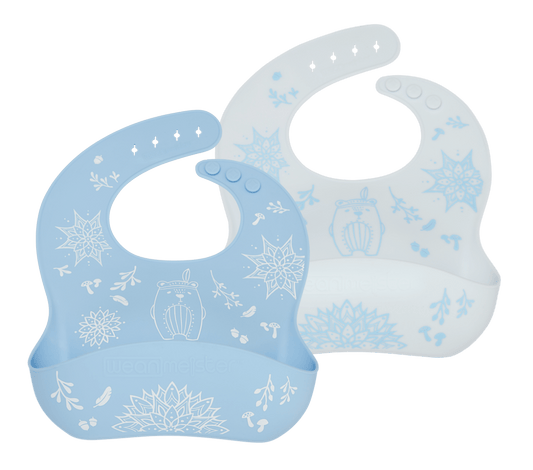 WeanMeister EasyRinse Baby Feeding Bibs - Grey / Blue - Beatnik Bear - Wean Meister - 1 - Baby & Kids - ThePharmacy