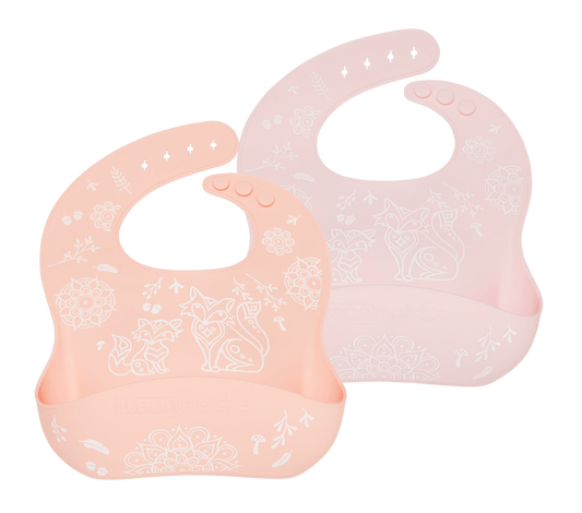 WeanMeister EasyRinse Baby Feeding Bibs - Peach / Pink - Funky Foxes - Wean Meister - 1 - Baby & Kids - ThePharmacy